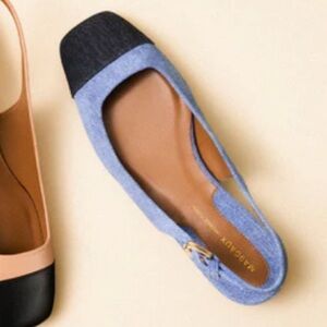 ISO The Darcy Two-Toned Denim Suede Slingbacks